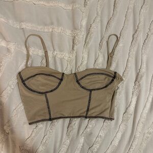 Princess polly nude corset stitch crop top